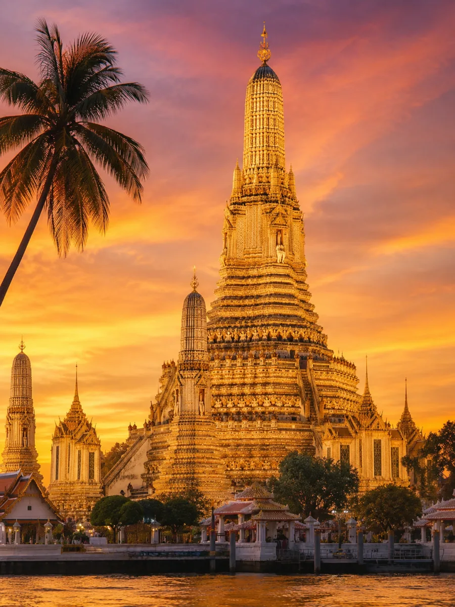 Templo Wat Arun de Bangkok al atardecer, Tailandia